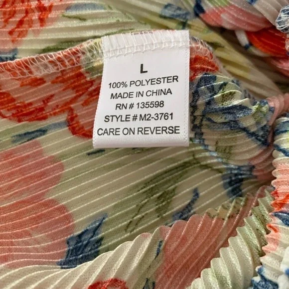 Cure L Floral V-Neck Short Sleeve Top Tie Front Rhinestone 0083 - Picture 7 of 10